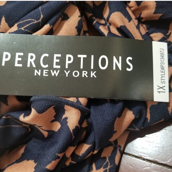 NWT -Perceptions Womens Career Casual Sleeveless Floral Midi Fit & Flare Size 1X - Picture 9 of 10